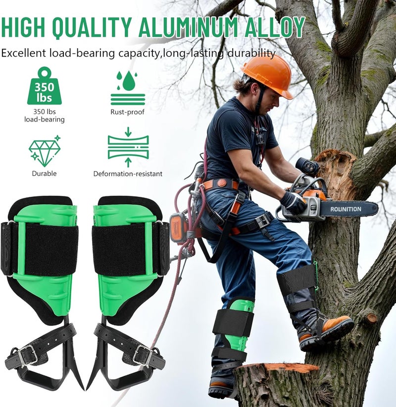 Xeoca Tree Climbing Spikes, Alloy Steel Climbing Spurs, 350lbs Load Capacity, Green, Classic Style, Ideal for Climbers, Fruit Picking & Lumberjack - Image 2